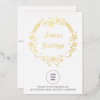 Christmas Wreath Company Logo Business Foil Holiday Card by XmasMall at Zazzle