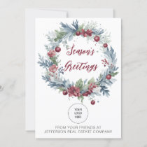 Christmas Wreath Company Logo Business Holiday Card