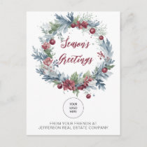 Christmas Wreath Company Logo Business   Holiday Postcard