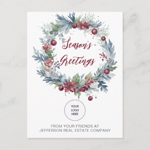 Christmas Wreath Company Logo Business   Holiday Postcard