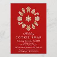 Christmas Wreath Cookie Swap Invitation