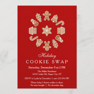 Christmas Wreath Cookie Swap Invitation