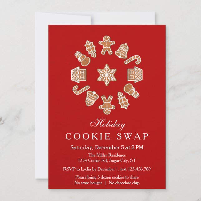 Christmas Wreath Cookie Swap Invitation (Front)