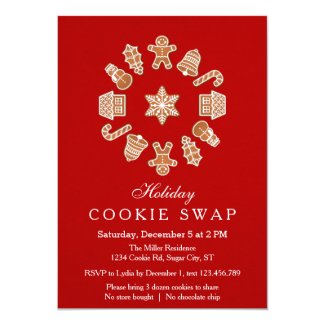 Christmas Wreath Cookie Swap Invitation