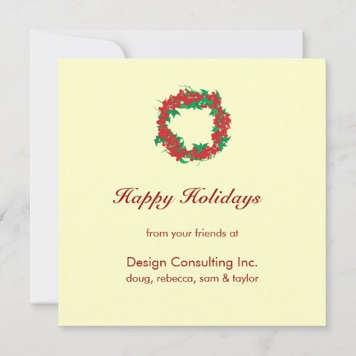 Christmas Wreath Corporate Holiday Greeting Card