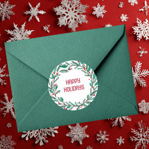 Christmas Wreath CUSTOM Hand Drawn Holiday Square Sticker