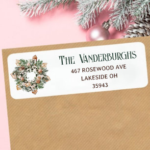Christmas Wreath Custom Holiday Return Address Label