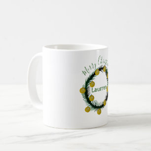 Christmas Wreath Custom Name Mug