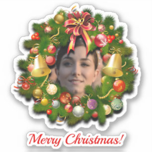 Christmas Wreath Customized With Your Photo Sticker