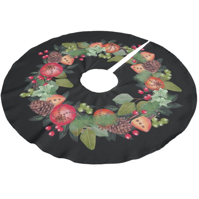Christmas Wreath Design - Christmas Tree Skirt (Angled)