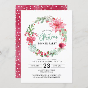 Christmas Wreath Dinner Party Invitation