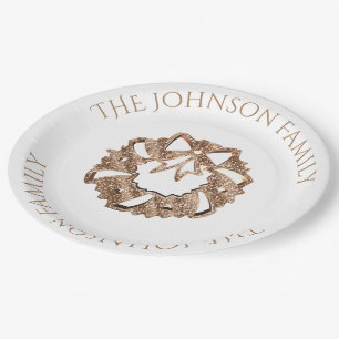 Christmas Wreath Elegant Gold and White Paper Plates