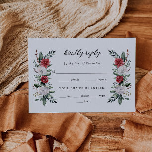 Christmas Wreath   Elegant Holiday Wedding Entrée  RSVP Card