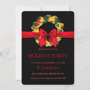 Christmas Wreath Elegantly Chic Invitation