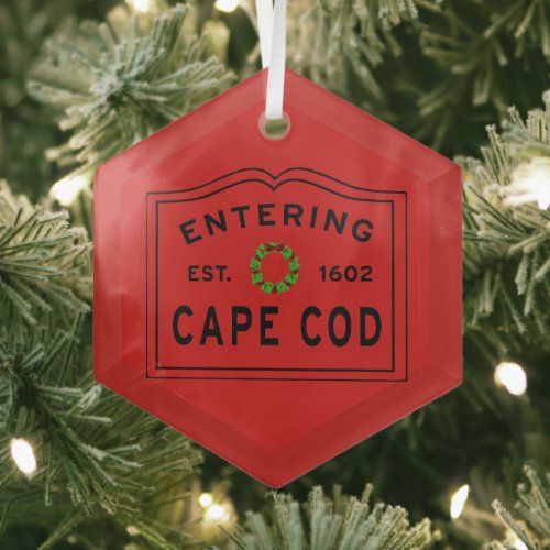 Christmas Wreath Entering Cape Cod Glass Ornament