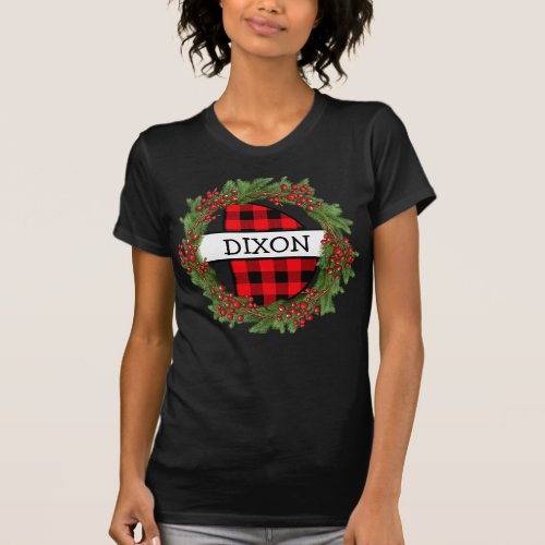 Christmas wreath Family Matching Name letter D T_Shirt