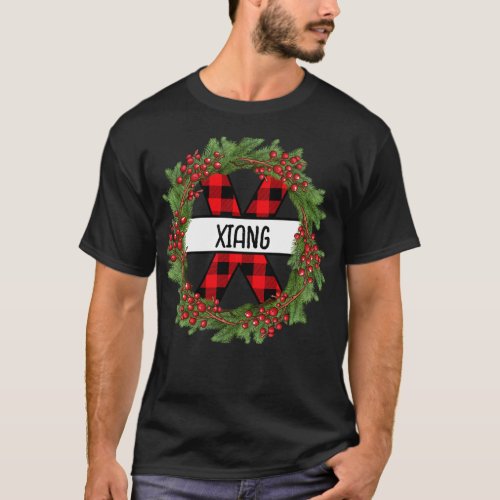 Christmas wreath Family Matching Name letter X T_Shirt