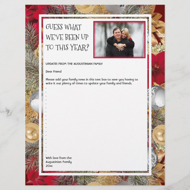Christmas Wreath | FAMILY NEWS UPDATE with Photo Letterhead (Front)
