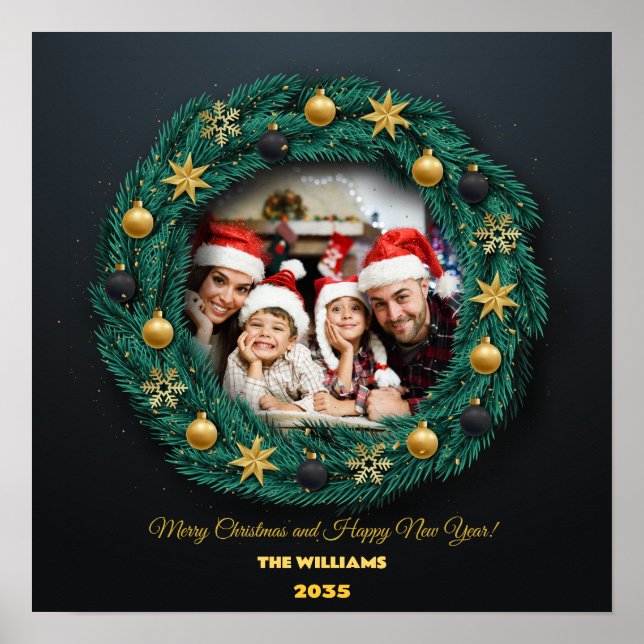 Christmas Wreath Family Photo Poster (Front)