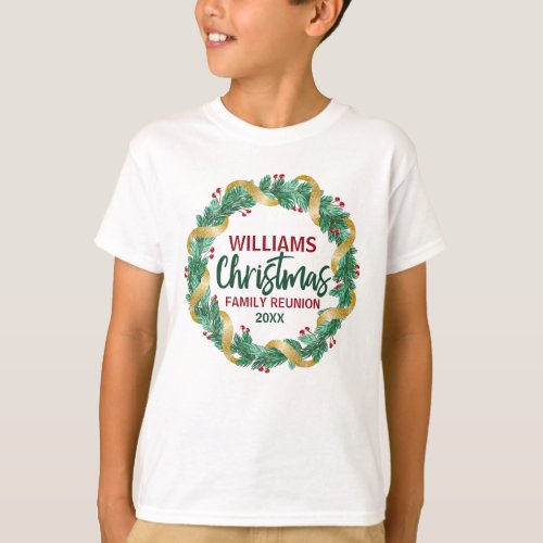 Christmas Wreath Family Reunion Matching Kids T_Shirt