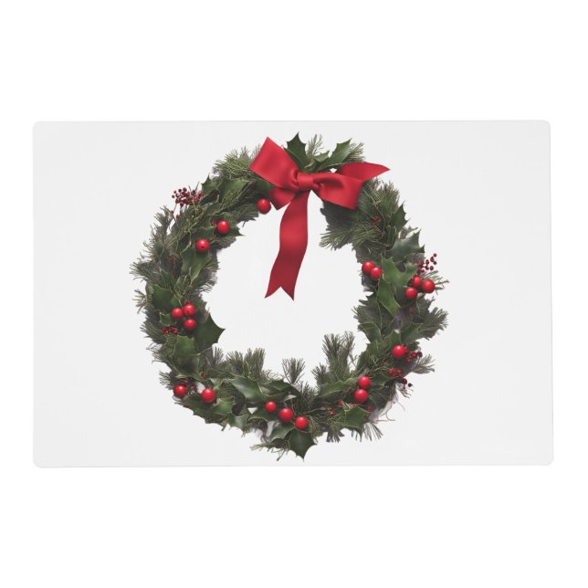 CHRISTMAS WREATH Fleece Blanket Placemat (Front)