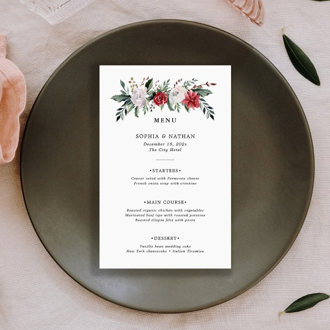 Christmas Wreath | Floral Holiday Wedding Menu Flyer (Creator Uploaded)