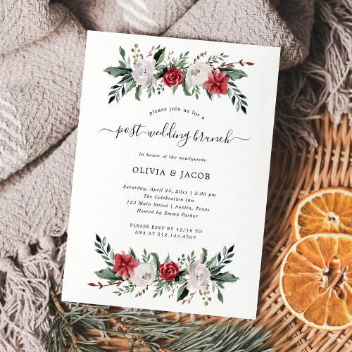 Christmas Wreath Floral  Post Wedding Brunch Invi Invitation