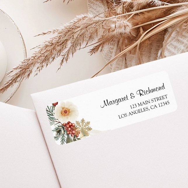 Christmas Wreath Floral Winter Wedding Address Label (Creator Uploaded)