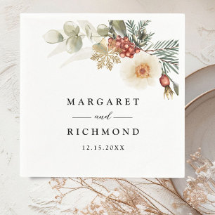 Christmas Wreath Floral Winter Wedding Paper Napkins