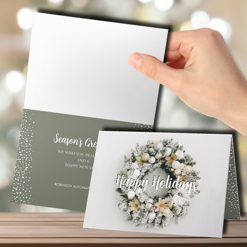 Christmas Wreath Folded Corporate Holiday Card