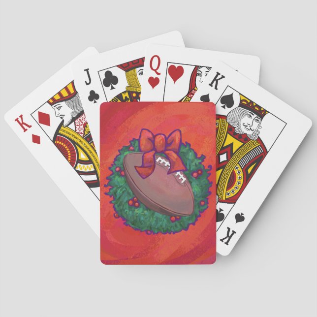 Christmas Wreath Football on Red Poker Cards (Back)