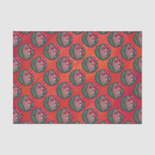 Christmas Wreath Football on Red Tissue Paper