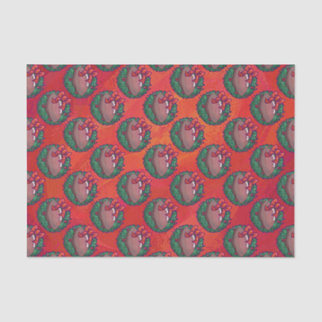 Christmas Wreath Football on Red Tissue Paper (Front)