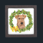 Christmas Wreath Gift Box<br><div class="desc">Created from my original painting, this design will tell the World how you feel about that special companion of yours! Come visit our Maggie Ross Airedales shop to see all of my artwork seasonal designs on clothing, novelty and gift items! This design is available on ALL of our more than...</div>