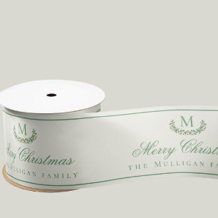Christmas Wreath Gift Ribbon Custom Monogram