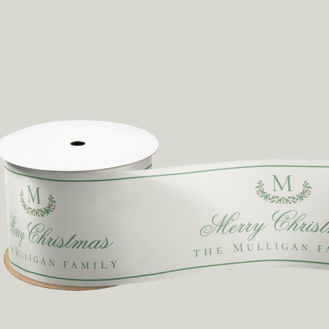 Christmas Wreath Gift Ribbon | Custom Monogram (Creator Uploaded)