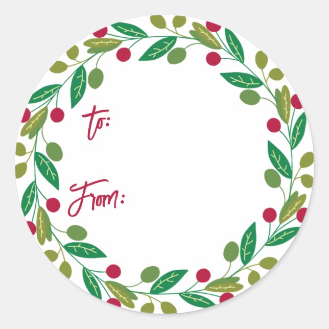 Christmas Wreath Gift Stickers (Front)