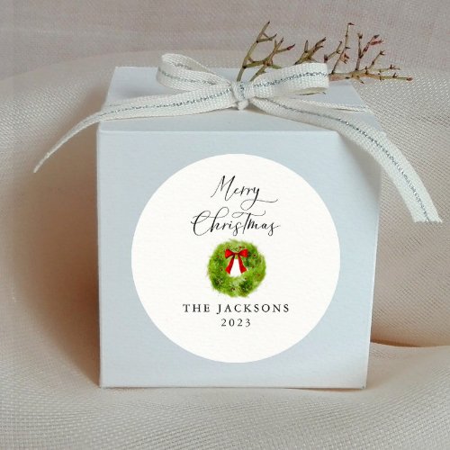 Christmas Wreath Gift Wrapping  Classic Round Sticker