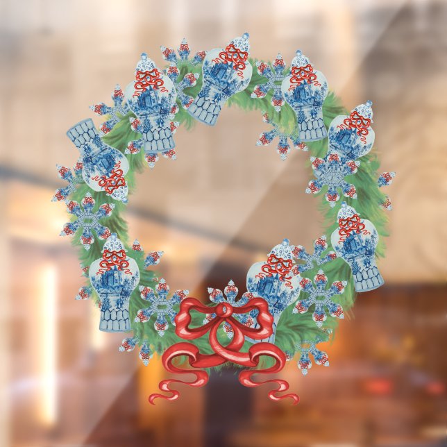 Christmas Wreath Ginger Jar Window Cling (Sheet 2)