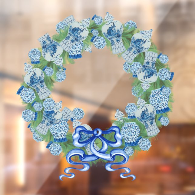 Christmas Wreath Ginger Jars  Window Cling (Sheet 2)