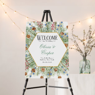 Christmas Wreath Gold Geometric Wedding Welcome Foam Board