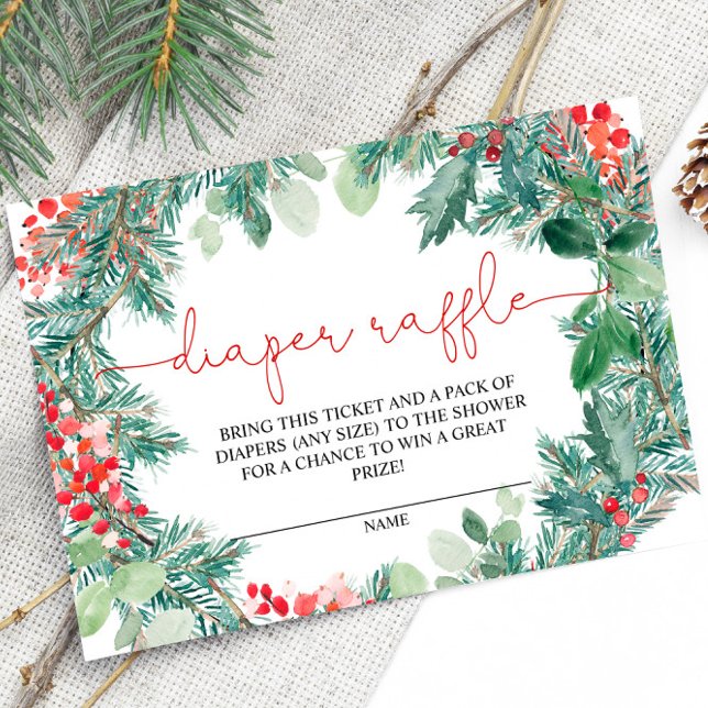 Christmas Wreath Greenery Diaper Raffle Card (Creator Uploaded)