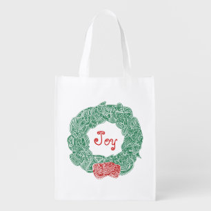 Christmas Wreath Grocery Bag