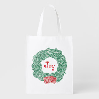 Christmas Wreath Grocery Bag