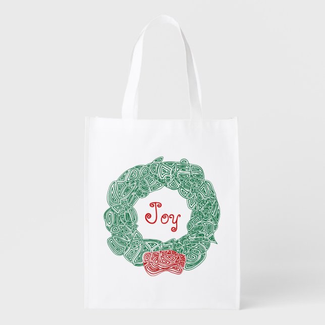 Christmas Wreath Grocery Bag (Front)