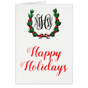 Christmas Wreath Happy Holidays Christmas Card