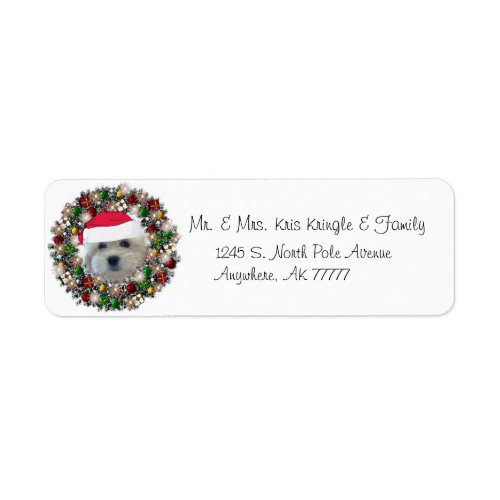 Christmas Wreath Havanese Address Label