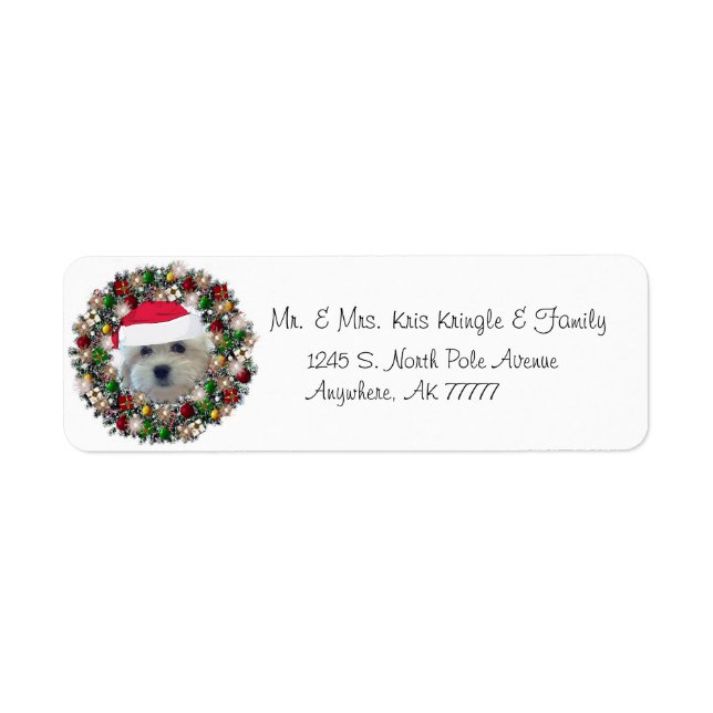 Christmas Wreath Havanese Address Label (Front)