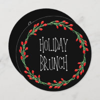 Christmas Wreath Holiday Brunch Invitation