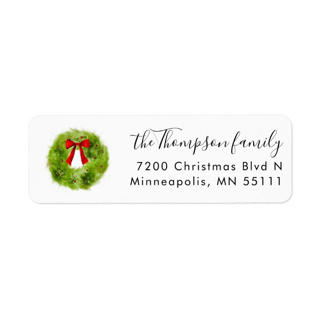 Christmas Wreath Holiday Greenery  Label (Front)